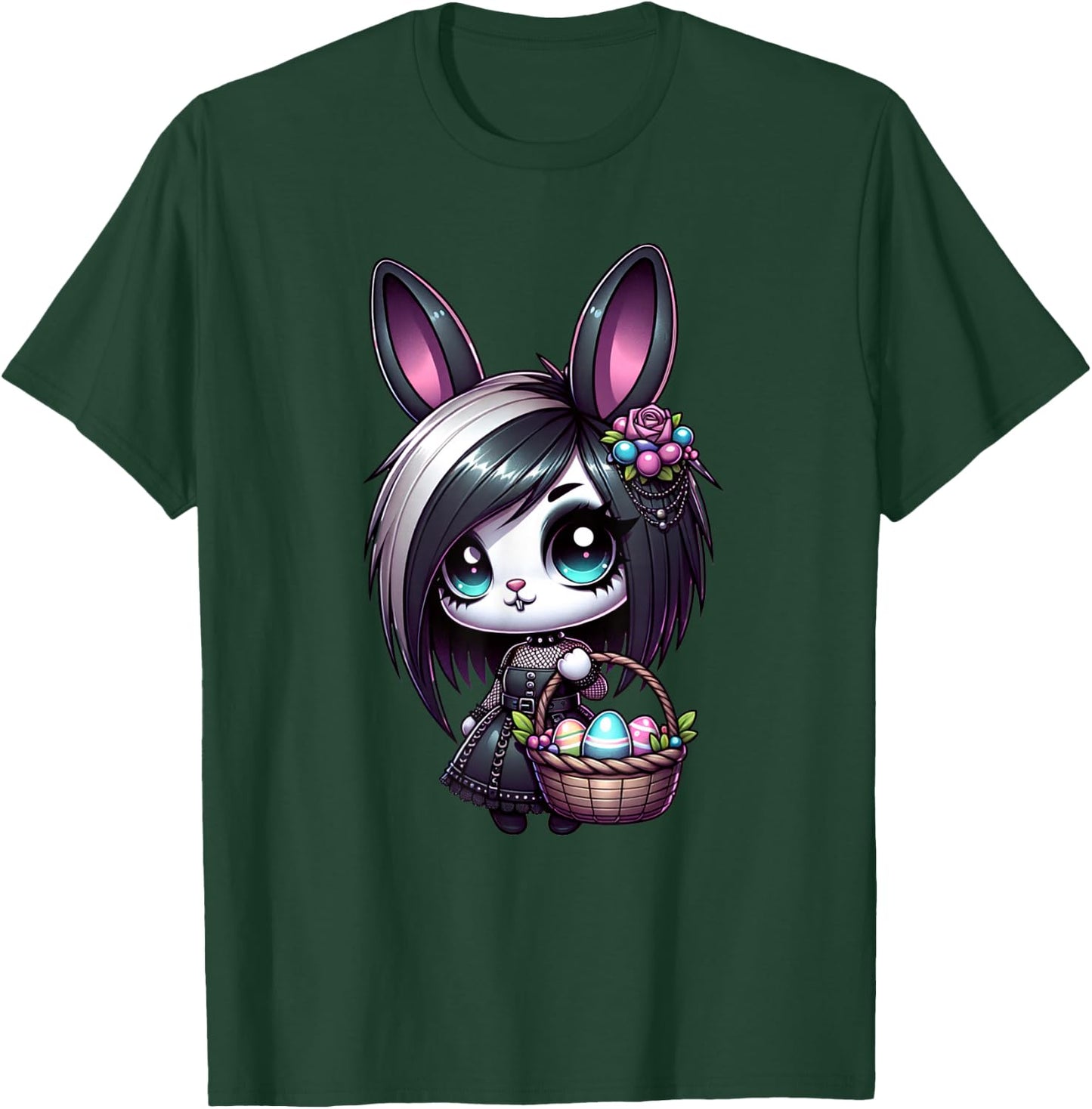 Easter Bunny Goth Girl Emo Gothic Whimsigoth Style Graphic T-Shirt - T-Shirt | Forest