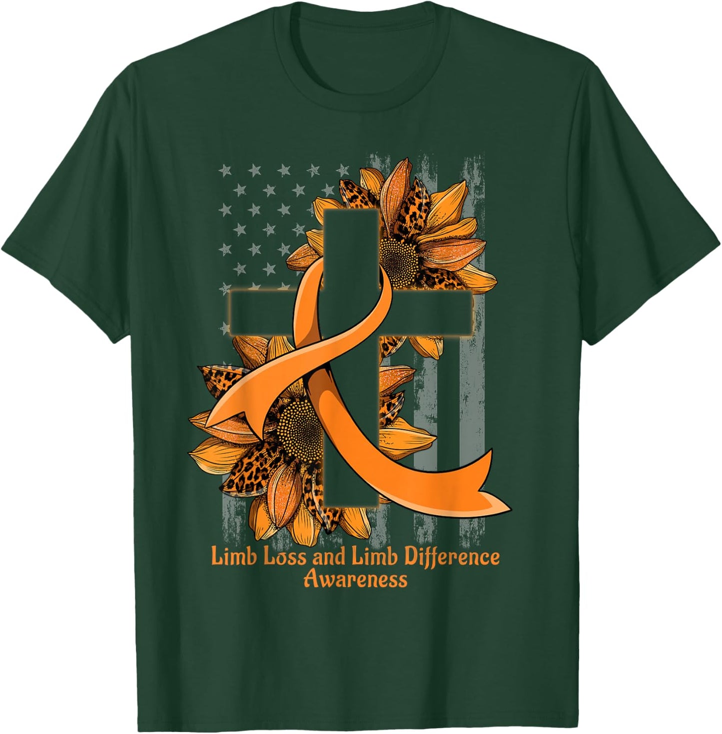 Christian Cross Limb Loss and Limb Difference Awareness T-Shirt - T-Shirt | Forest