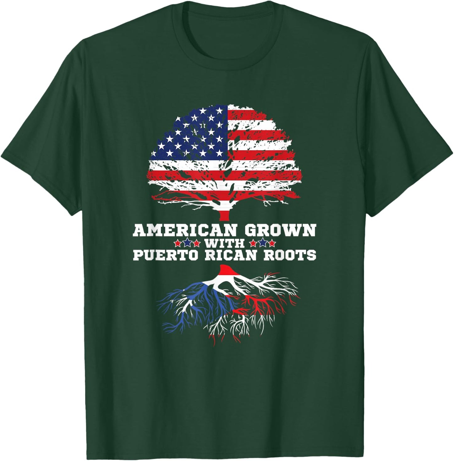 Puerto Rico Roots American Grown Puerto Rican Roots T-Shirt - T-Shirt | Forest