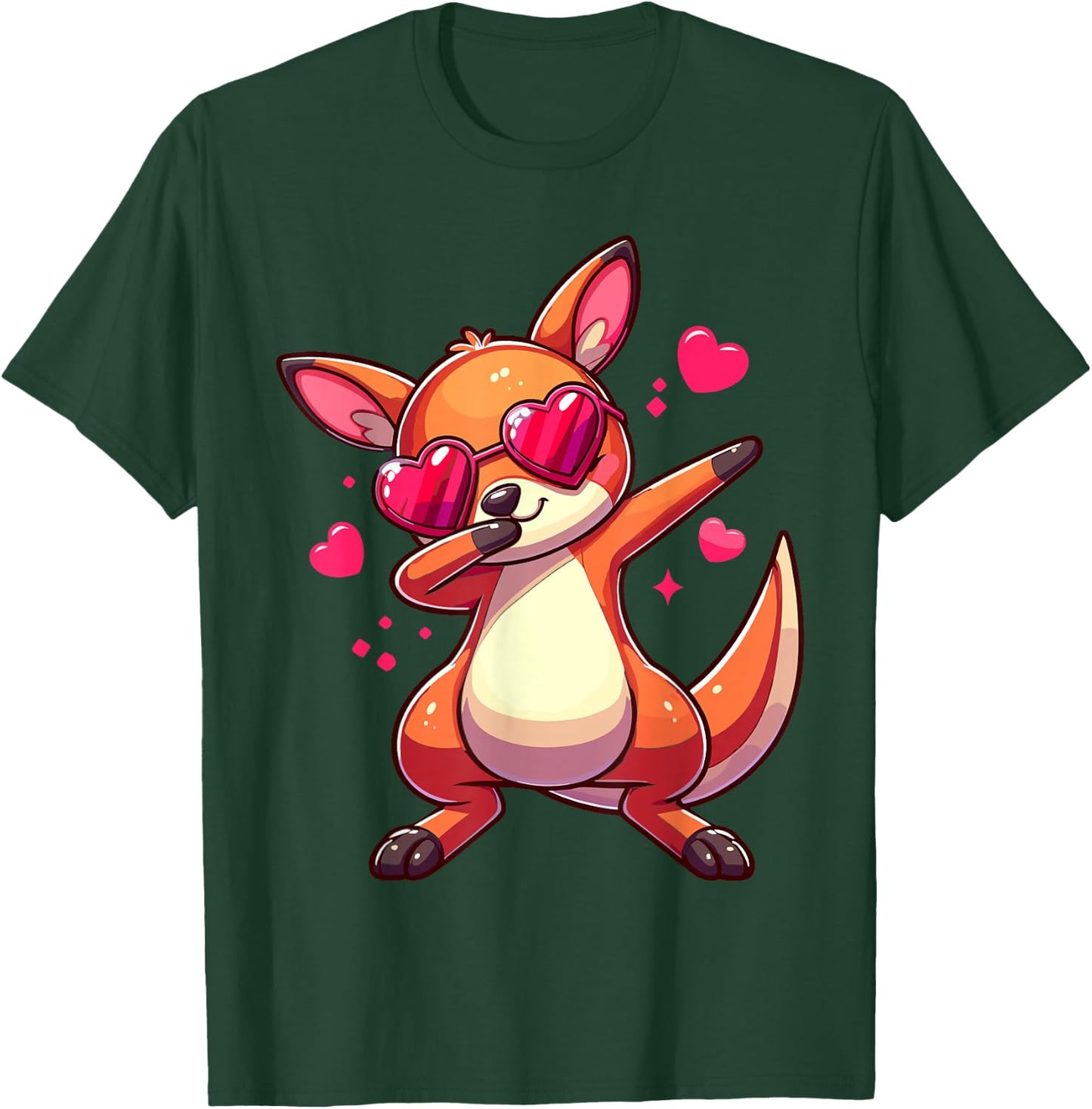 Kangaroo Heart Shape Sunglasses Dabbing Dance Lover T-Shirt - T-Shirt | Forest