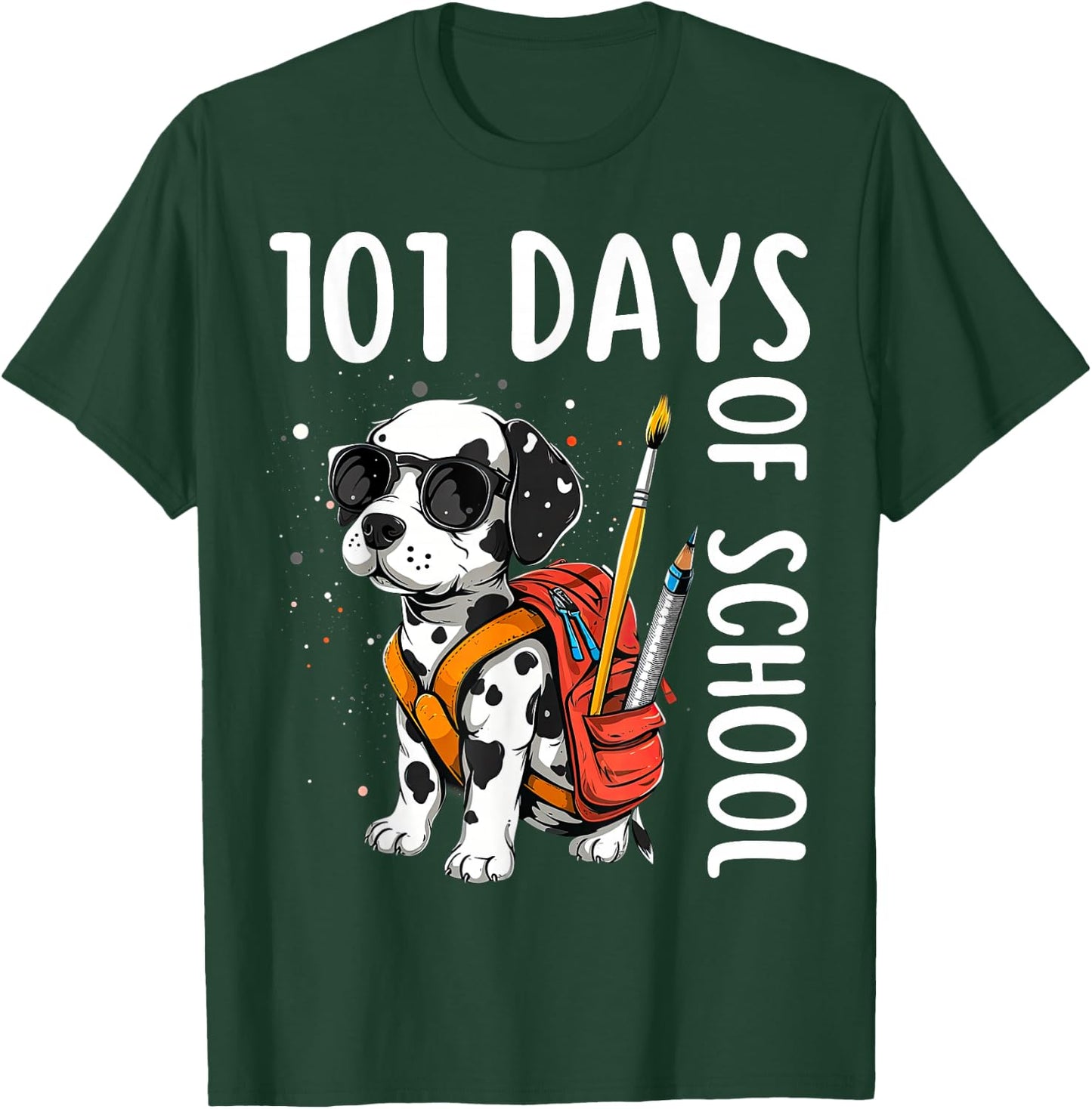 100 Days Of School Dalmatian Dog Shirt For Kids Boys Girls T-Shirt - T-Shirt | Forest