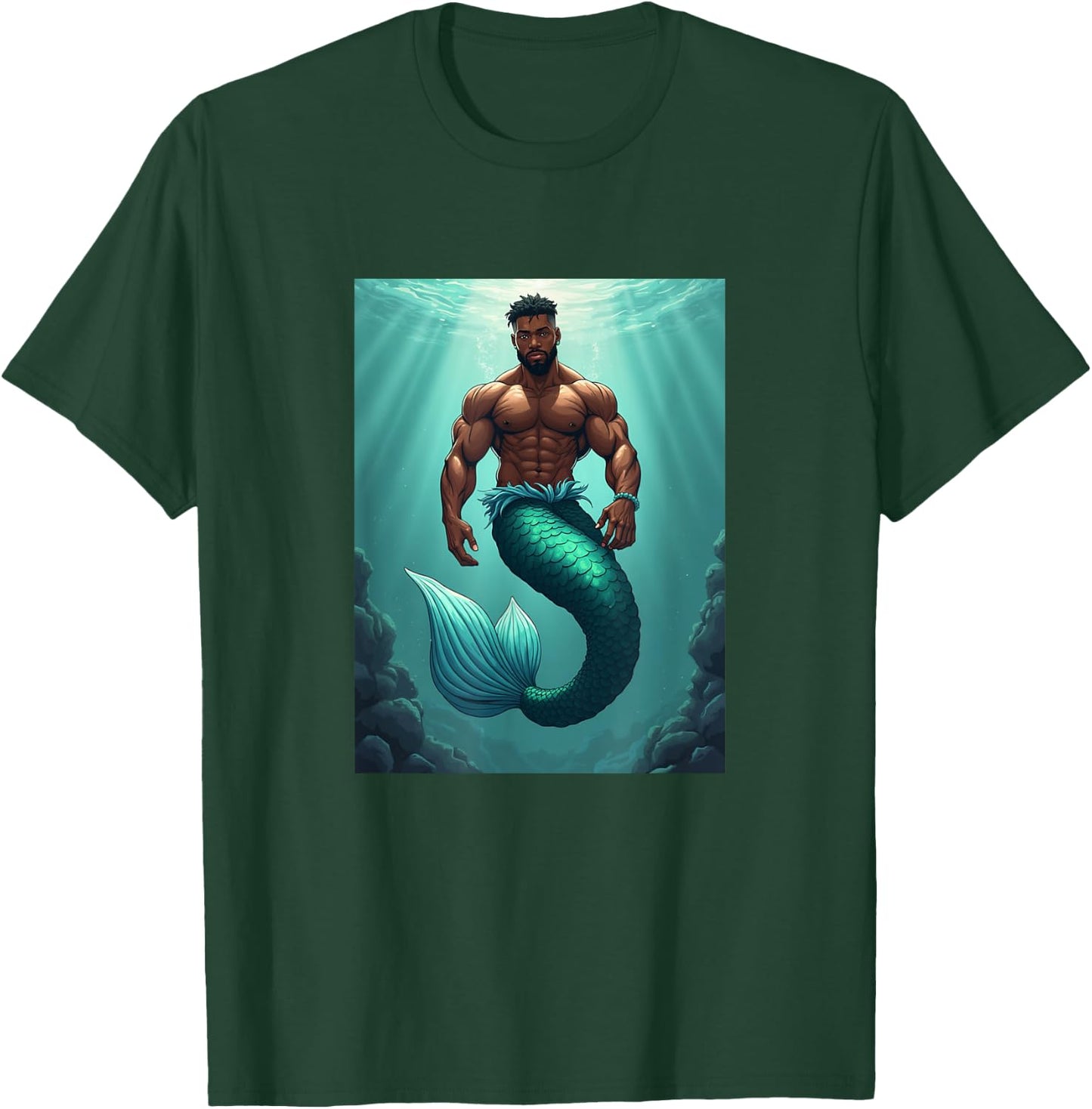LGBTQ Transgender Gay Muscle African Mermaid Gay Merman T-Shirt - T-Shirt | Forest