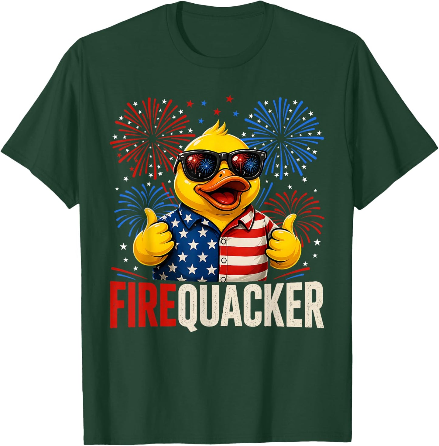 Firequacker Duck Patriotic Funny USA 4th of July T-Shirt - T-Shirt | Forest