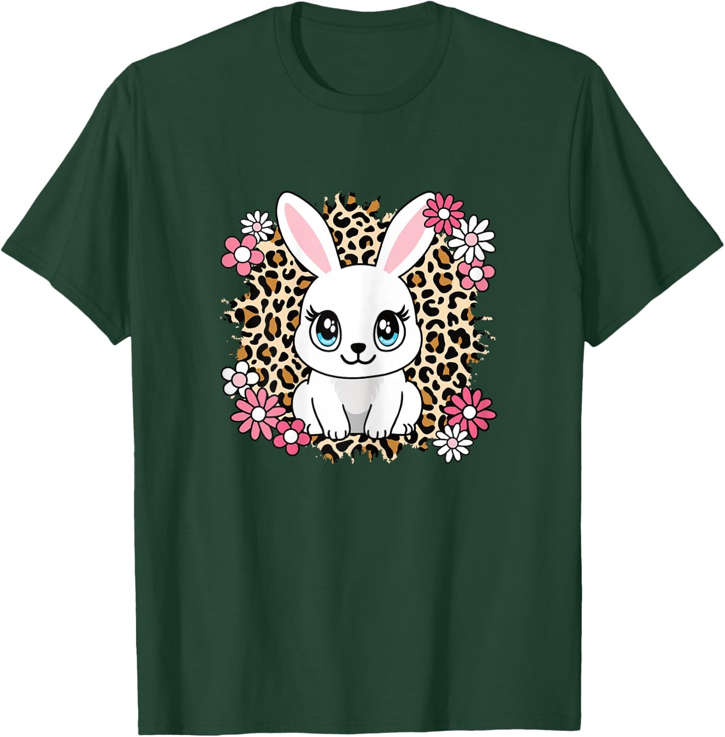 Cute Rabbit Flowers Bunny Lover Women Girls Kids T-Shirt - T-Shirt | Forest