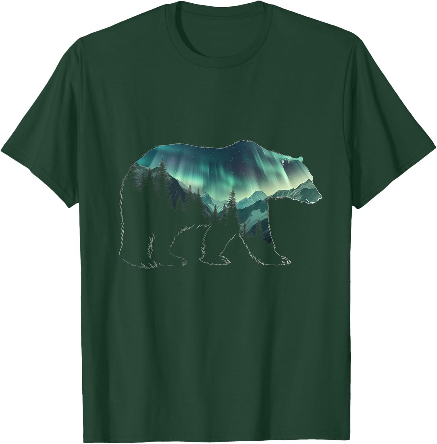 Polar Bear Northern Light Winter Arctic Nature Lover T-Shirt - T-Shirt | Forest