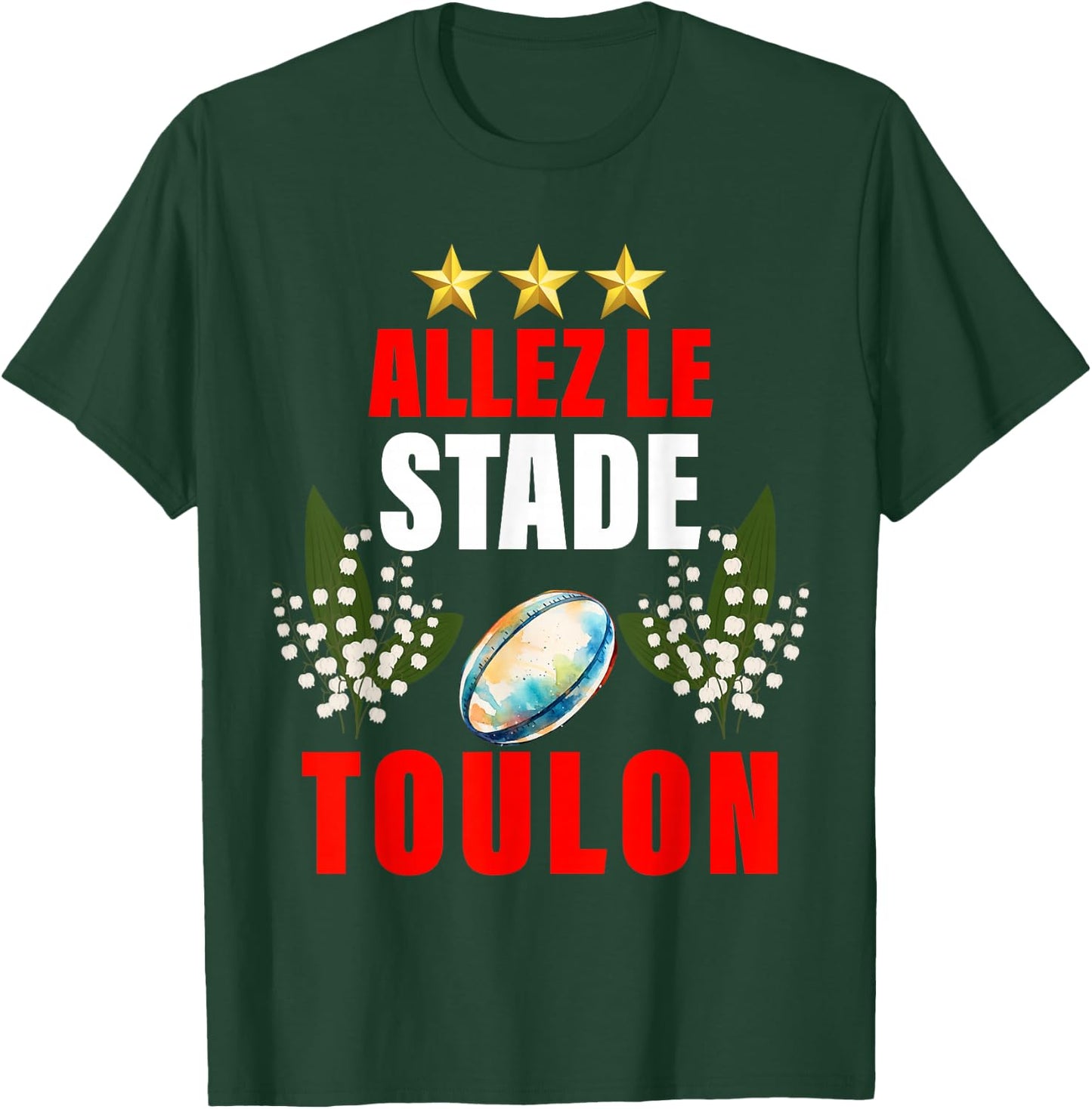 Rugby Toulon 3 Stars Oval Ball Supporter T-Shirt - T-Shirt | Forest