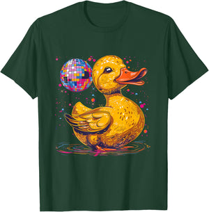 Rubber Duck Disco Ball Artwork Dancing Rubber Duckling T-Shirt - T-Shirt | Forest