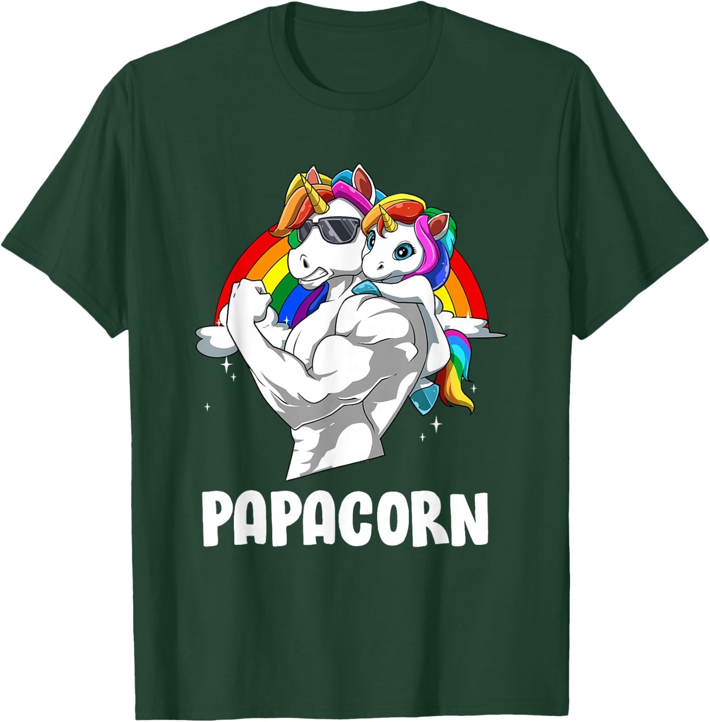 Funny Papacorn Papa Unicorn , black T-Shirt - T-Shirt | Forest