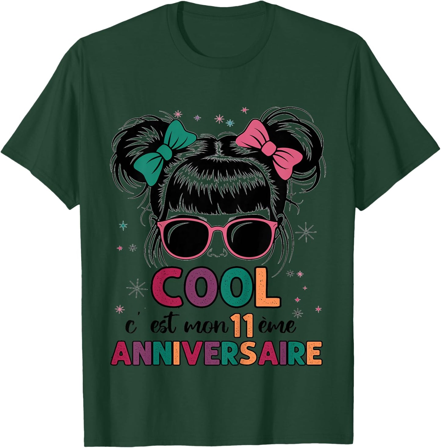Children's 11 Year Old Birthday Gift Girl Cool Fun Glasses Festive , white, 2 T-Shirt - T-Shirt | Forest