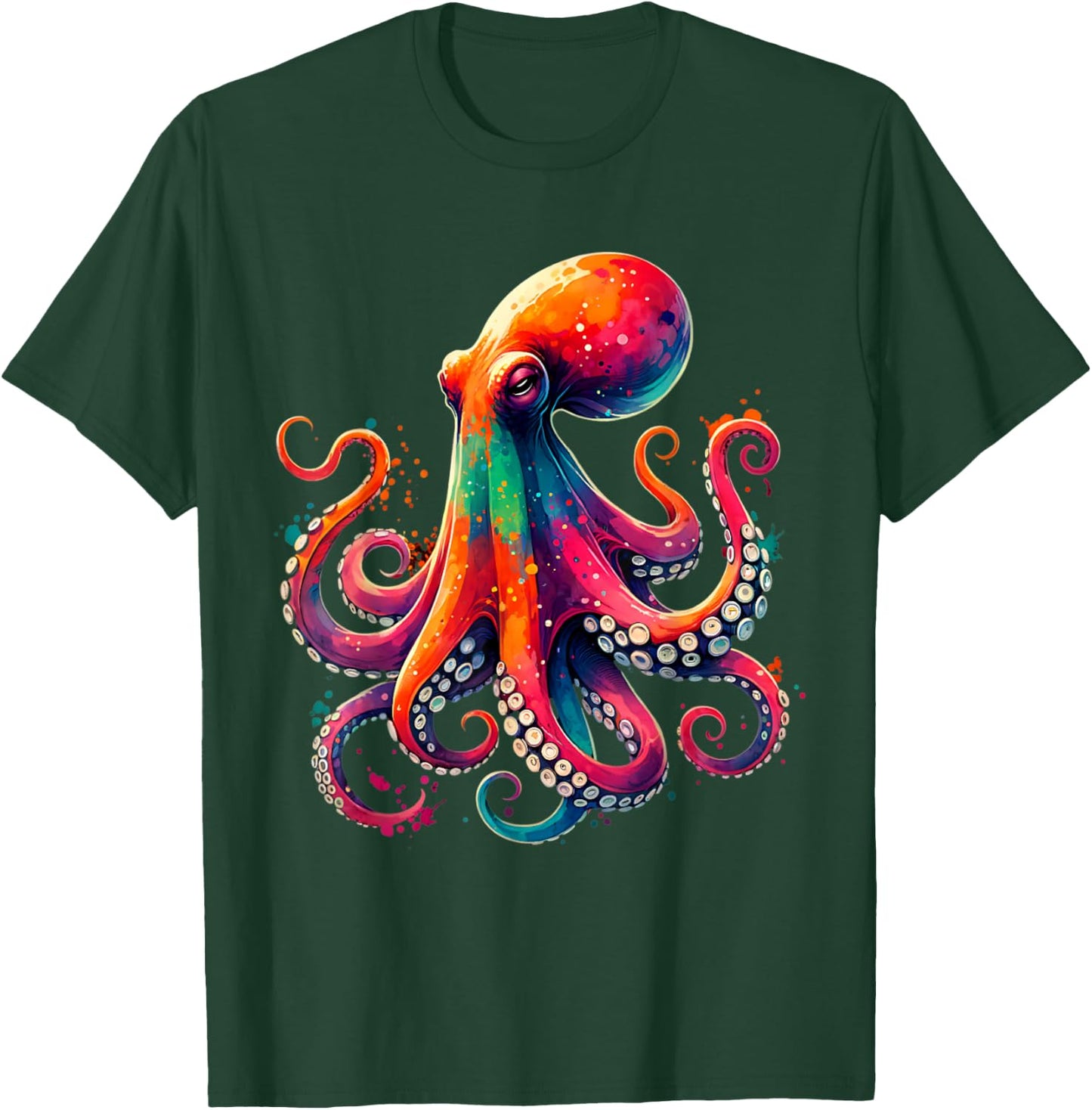 Colorful Octopus Watercolor Kraken Sea Monster T-Shirt - T-Shirt | Forest