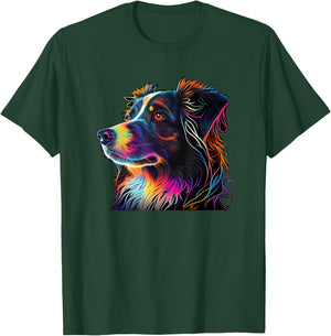 Australian Shepherd Mini Colorful Abstract Line Art T-Shirt - T-Shirt | Forest