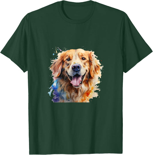 Watercolor Golden Retriever For Golden Retriever Dog Lovers T-Shirt - T-Shirt | Forest