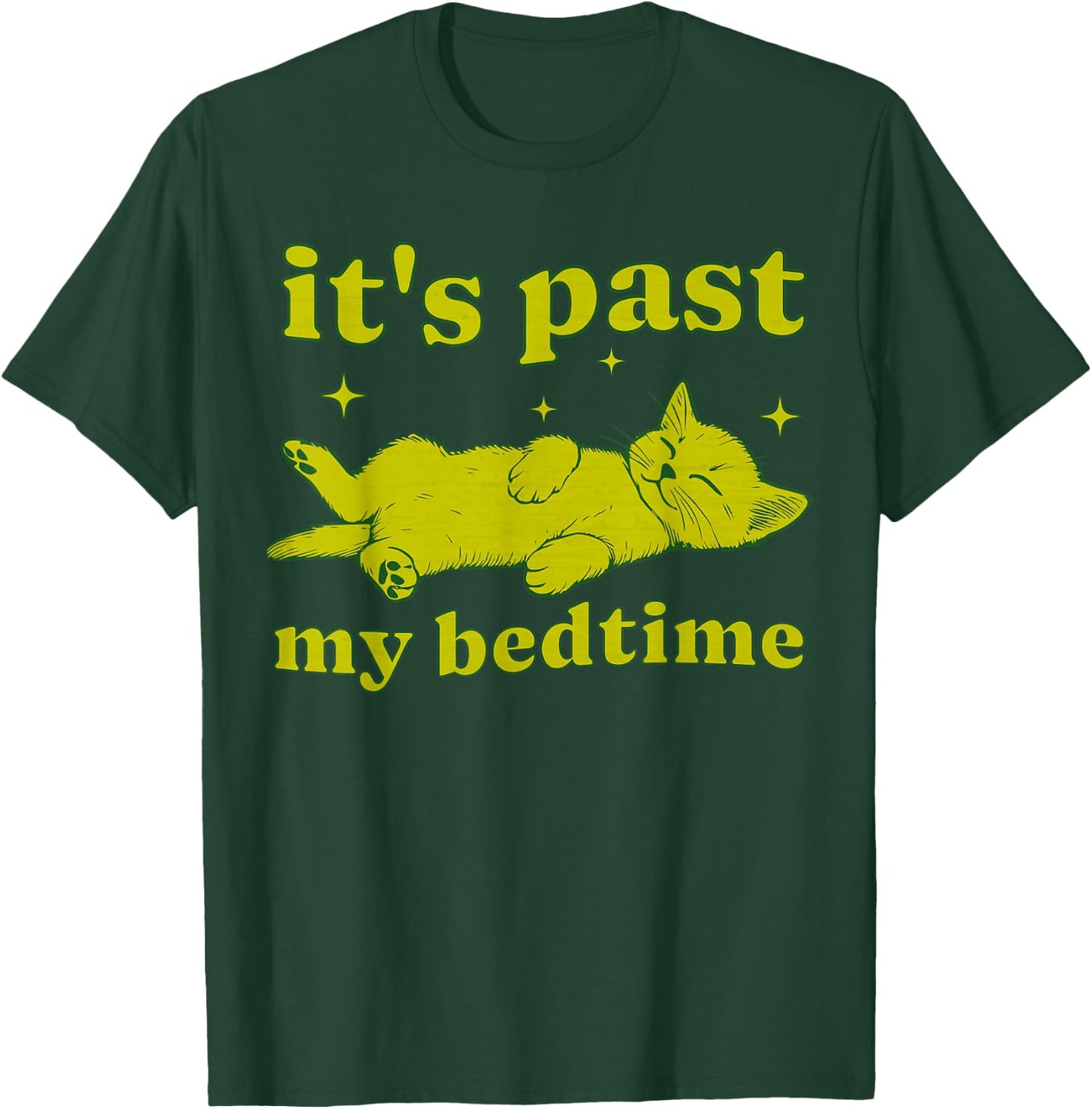It's Past My Bedtime Sleepy Cat Tired Vintage Kitten Cute T-Shirt - T-Shirt | Forest