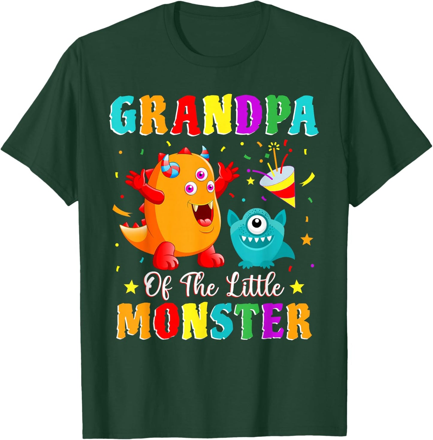Grandpa Of The Little Monster Family Matching Birthday Party T-Shirt - T-Shirt | Forest