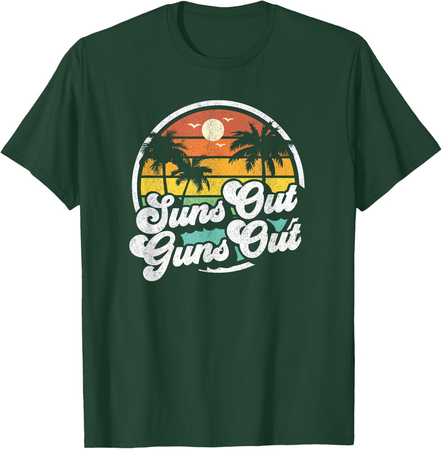 Suns Out Guns Out Funny Beach Vacation Retro Surfing Gift T-Shirt - T-Shirt | Forest