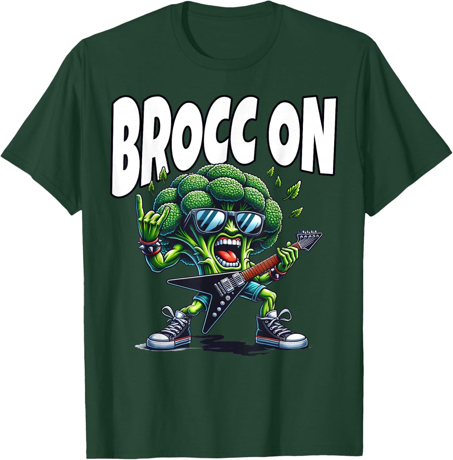 Broccoli Vegetable Broc On Rocking Broccoli T-Shirt - T-Shirt | Forest
