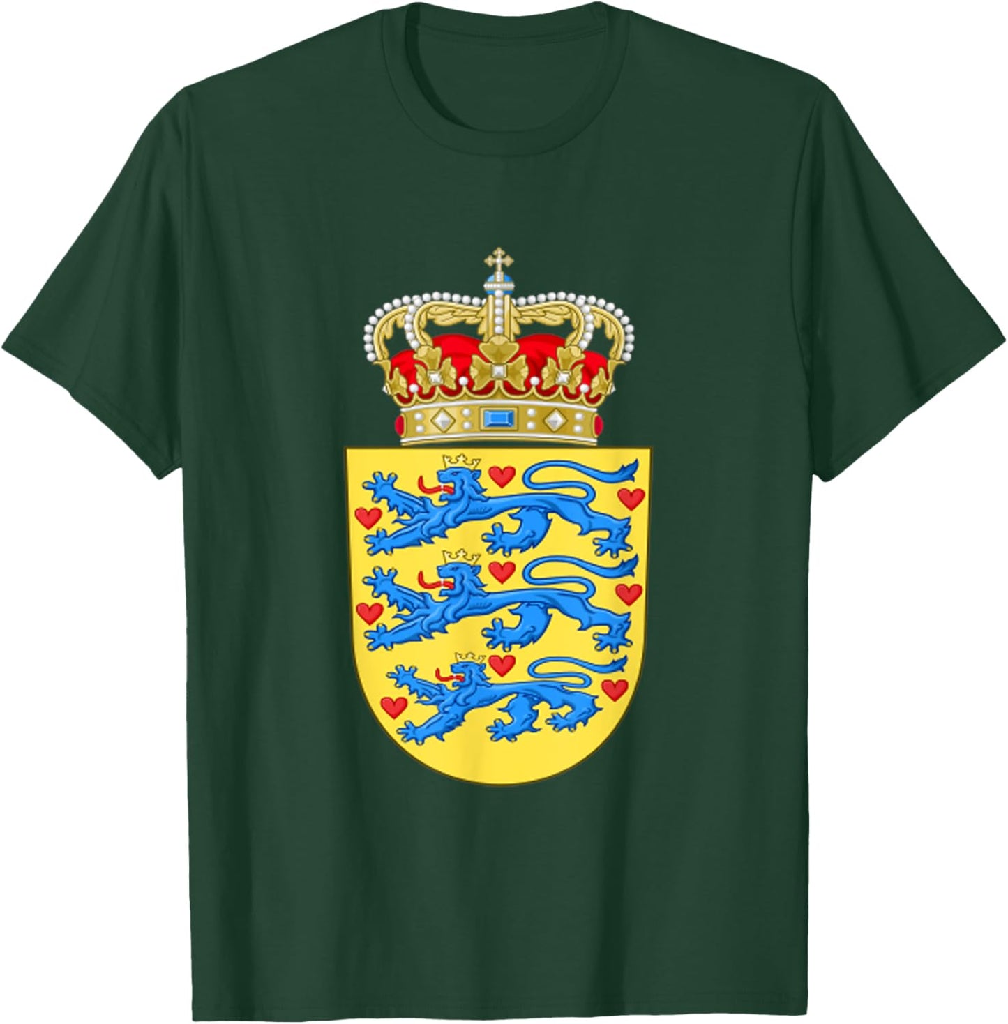 Denmark Coat Of Arms Danish Emblem Symbol Shirt T-Shirt - T-Shirt | Forest