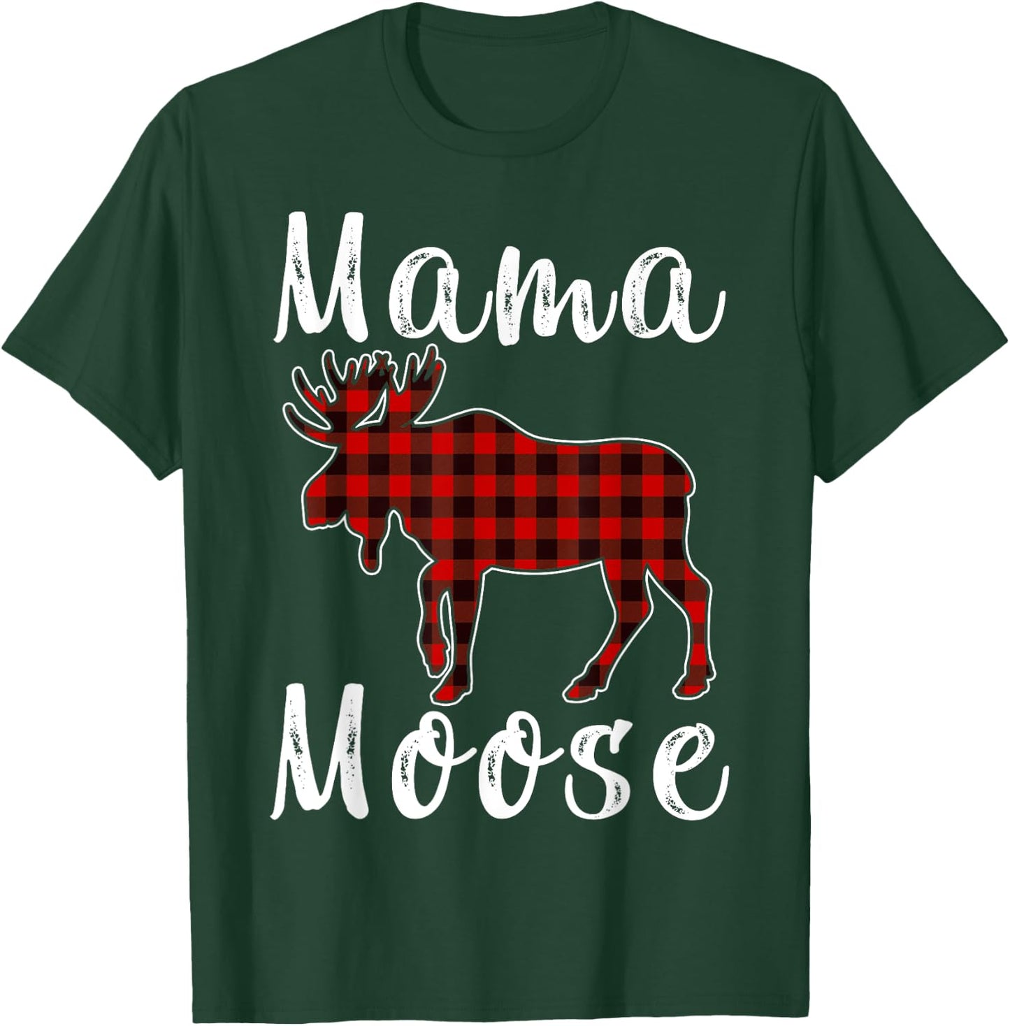 Mama Moose Family Christmas Pajama Red& Black Plaid Flannel T-Shirt - T-Shirt | Forest