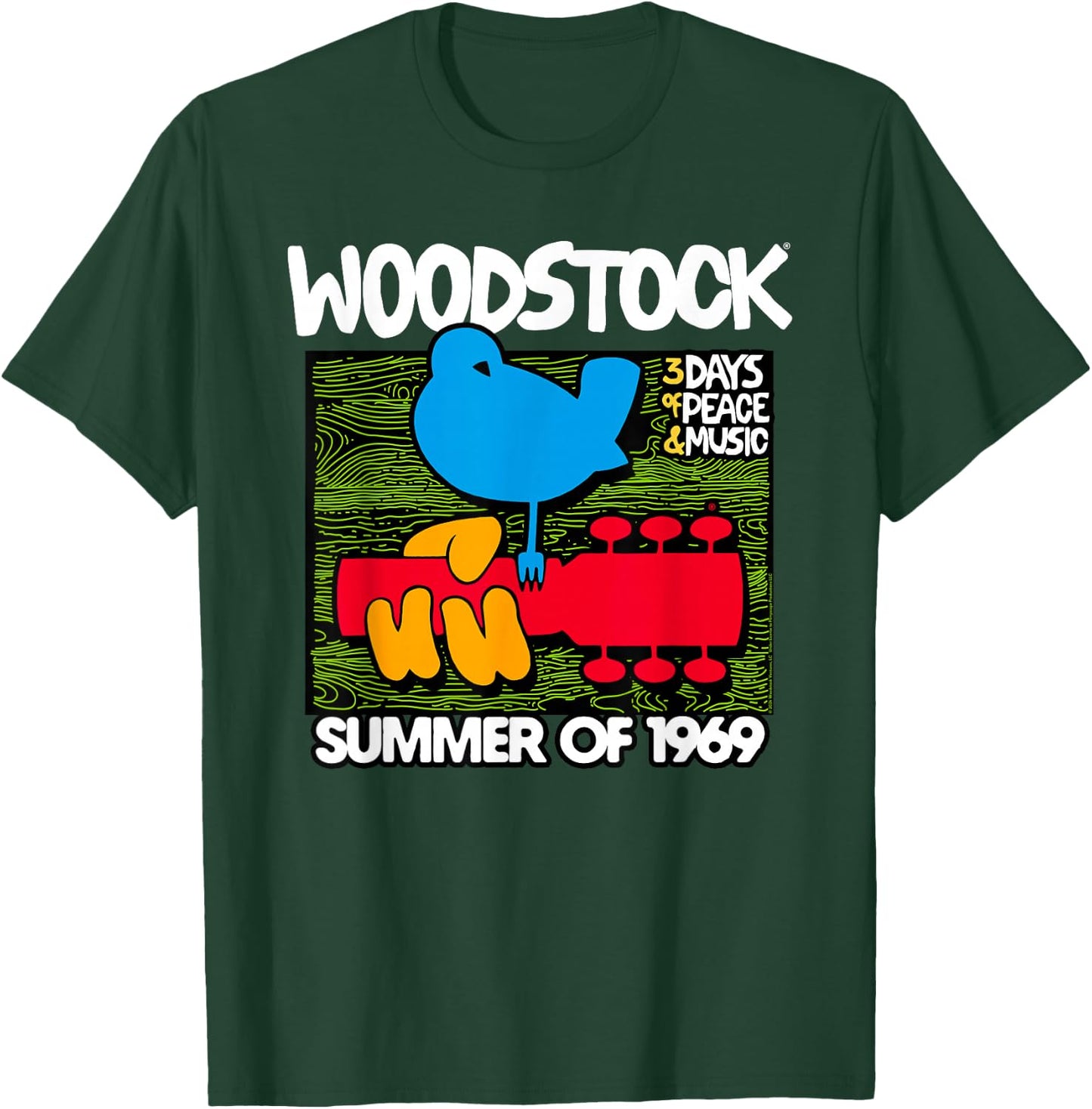 Woodstock Summer 69 Bird Logo , Black, S T-Shirt - T-Shirt | Forest