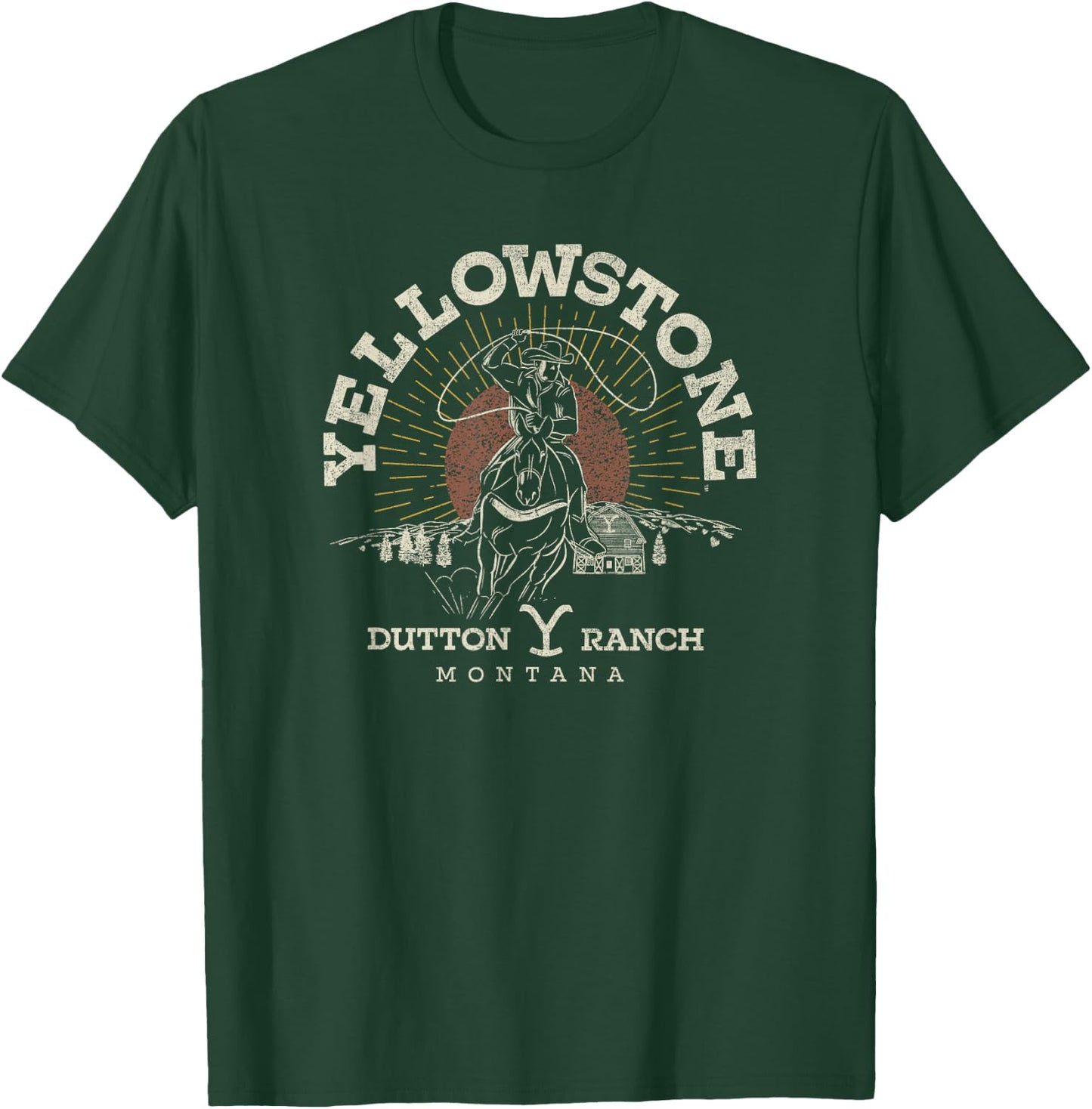 Y Yellowstone Dutton Ranch Roping Riding Black Adult S EU Small Classic Short Sleeve T-Shirt - T-Shirt | Forest