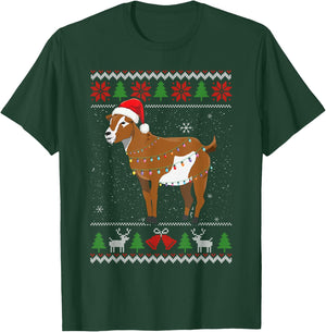 Goat Christmas Sweater Goat Christmas Tree Lights T-Shirt - T-Shirt | Forest