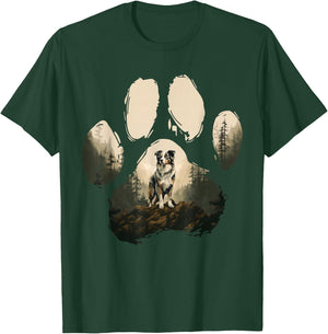 Australian Shepherd Mountain Paw Design Dog Mum Dad , black T-Shirt - T-Shirt | Forest