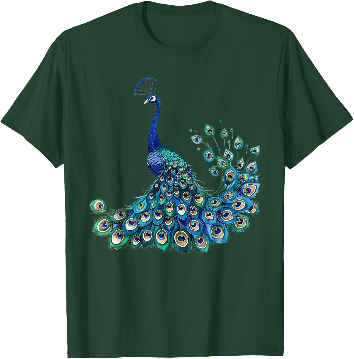 Blue Peacock Teal Feathers Bird Lover Men Women Kids T-Shirt - T-Shirt | Forest