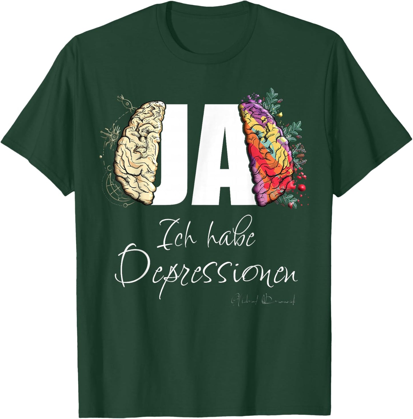 Ja ich habe Depressions Funny , black T-Shirt - T-Shirt | Forest