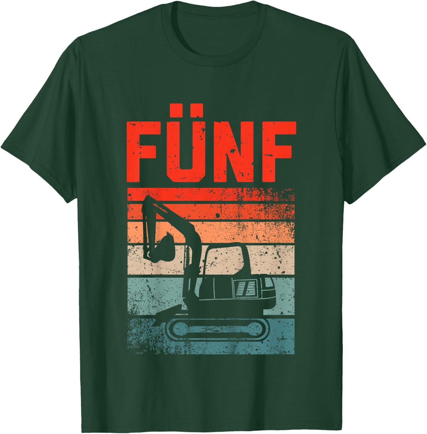 Children's Digger 5 Years | Construction Site | 5th Birthday Boy Digger , black, 80 T-Shirt - T-Shirt | Forest