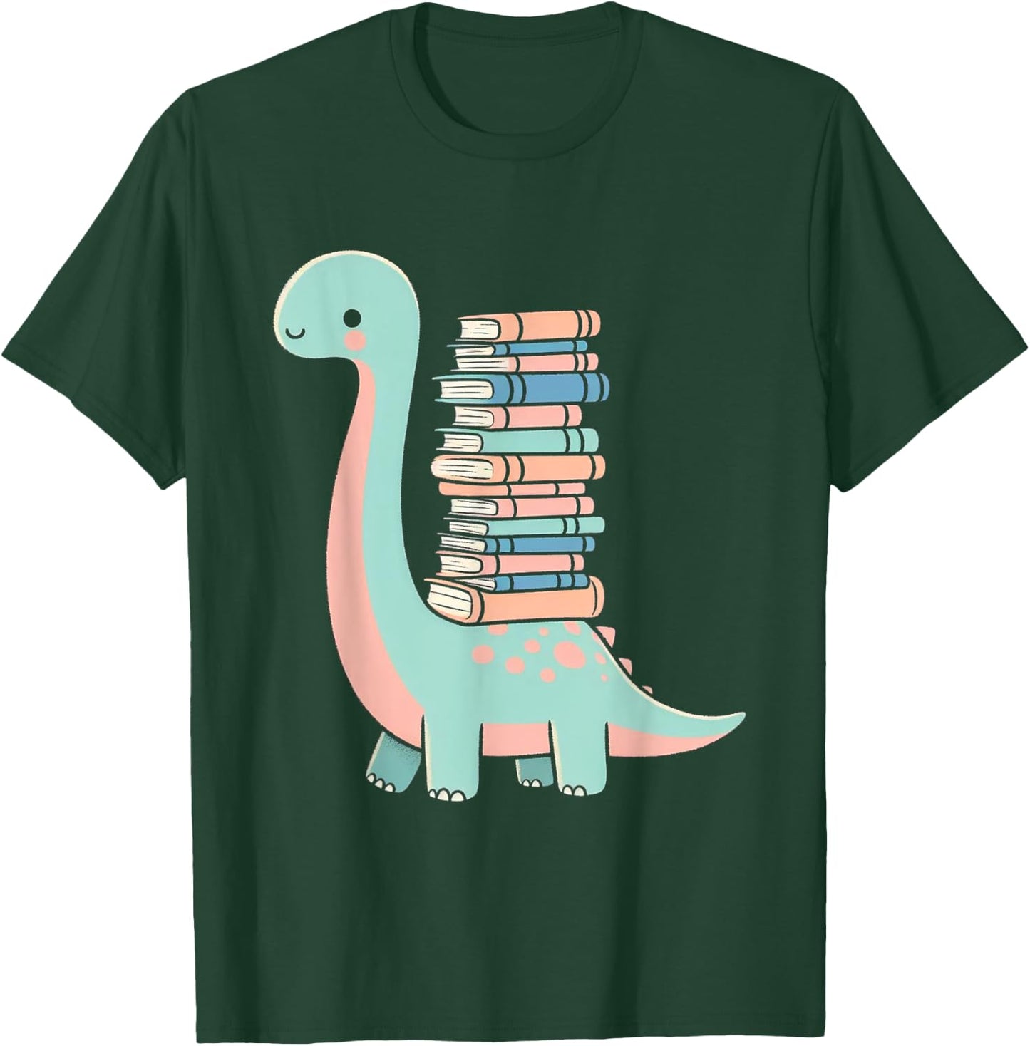 Reading Dinosaur Dino Books Bookworm Book Reader T-Shirt - T-Shirt | Forest