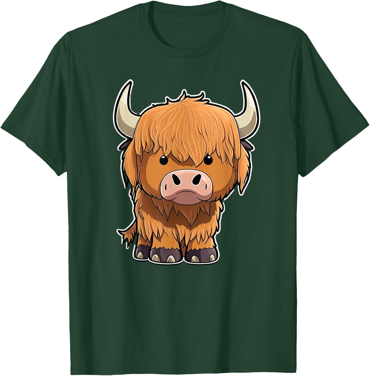 grumpy Scottish Highland Cow Cattle Hairy Cow Woman kids T-Shirt - T-Shirt | Forest