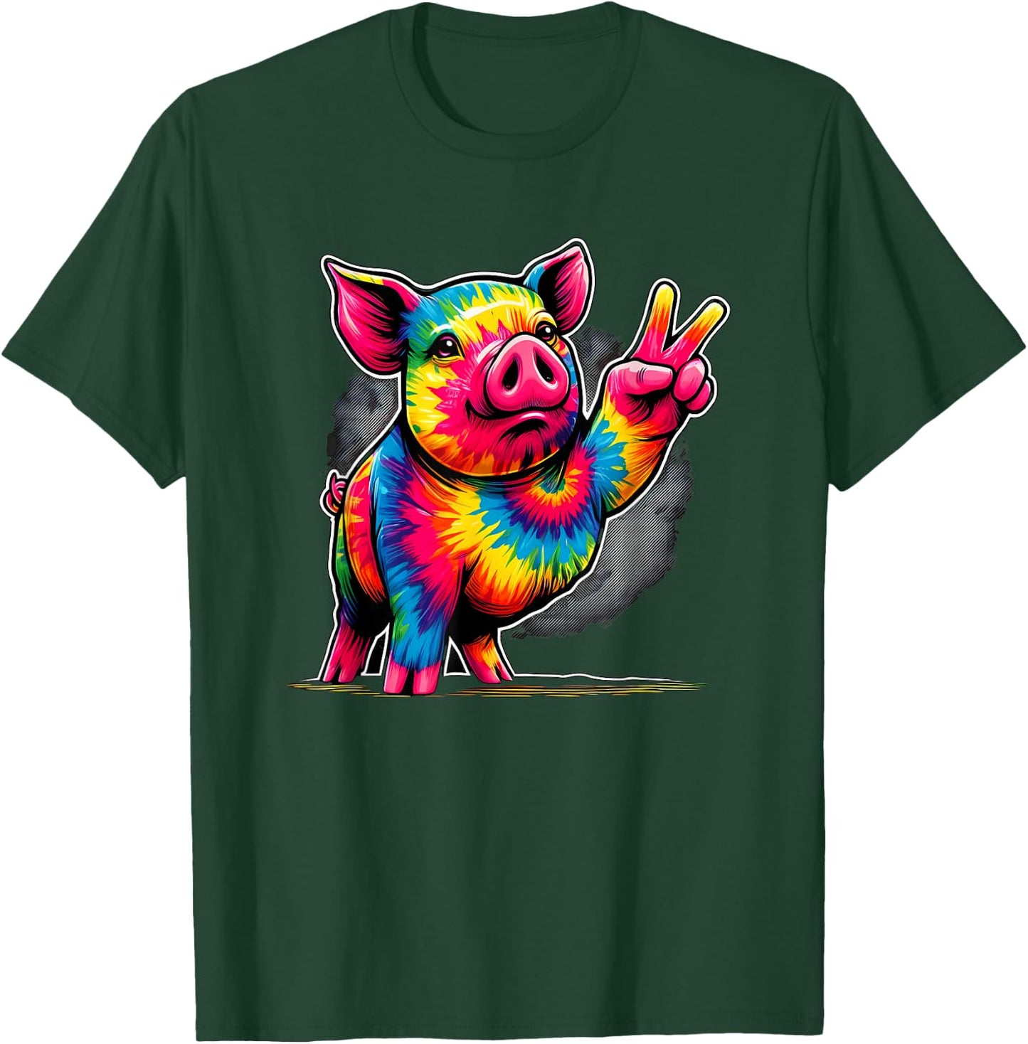 Peace Sign Tie Dye Pig T-Shirt - T-Shirt | Forest