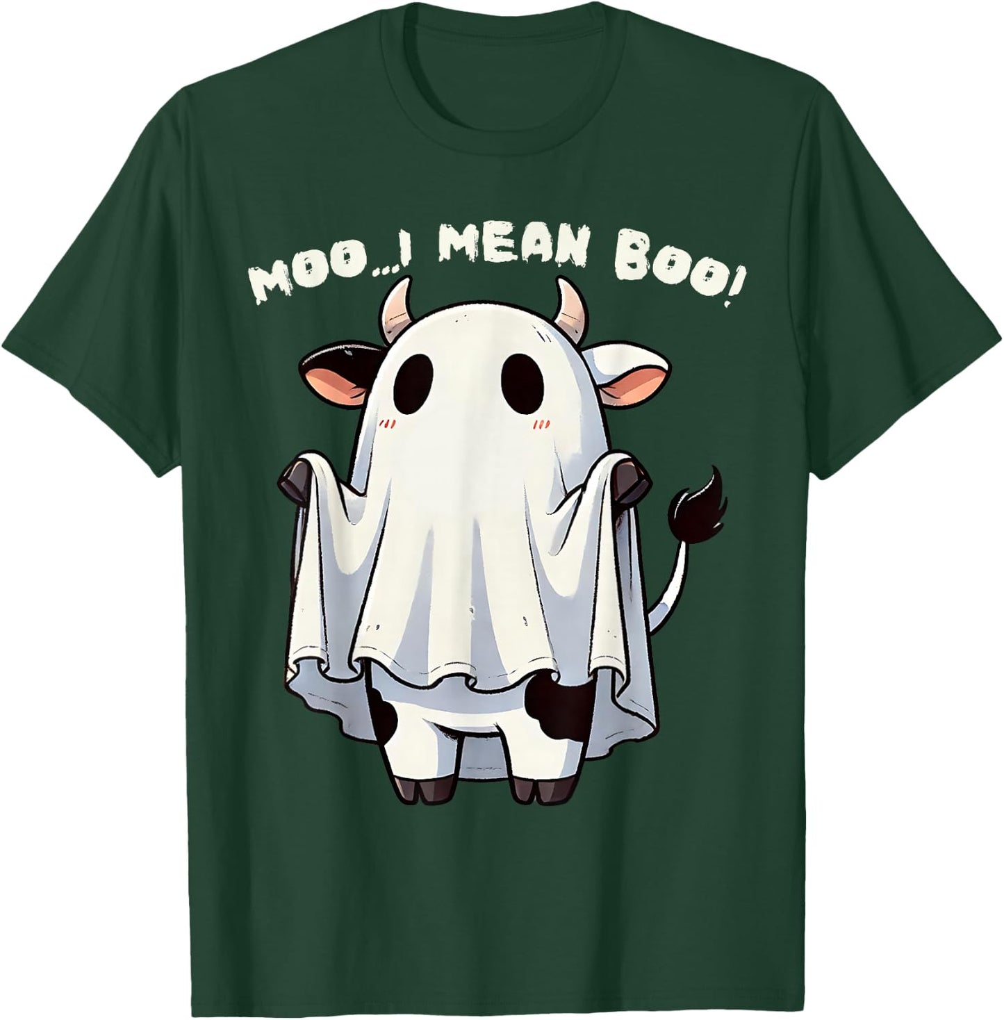 Moo I Mean Boo Funny Cow Ghost Halloween Costume T-Shirt - T-Shirt | Forest