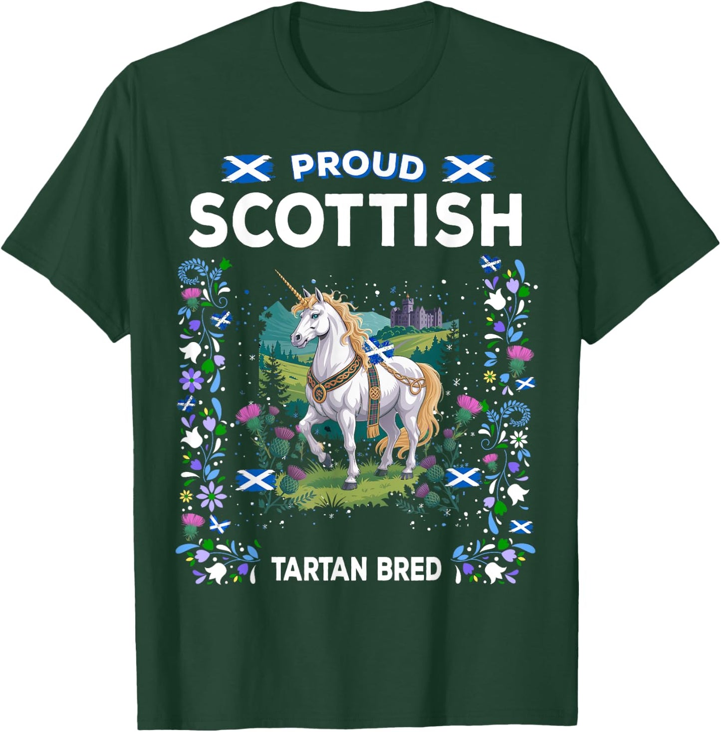 Scottish Unicorn Flag Costume Idea For Kids Scotland Unicorn T-Shirt - T-Shirt | Forest