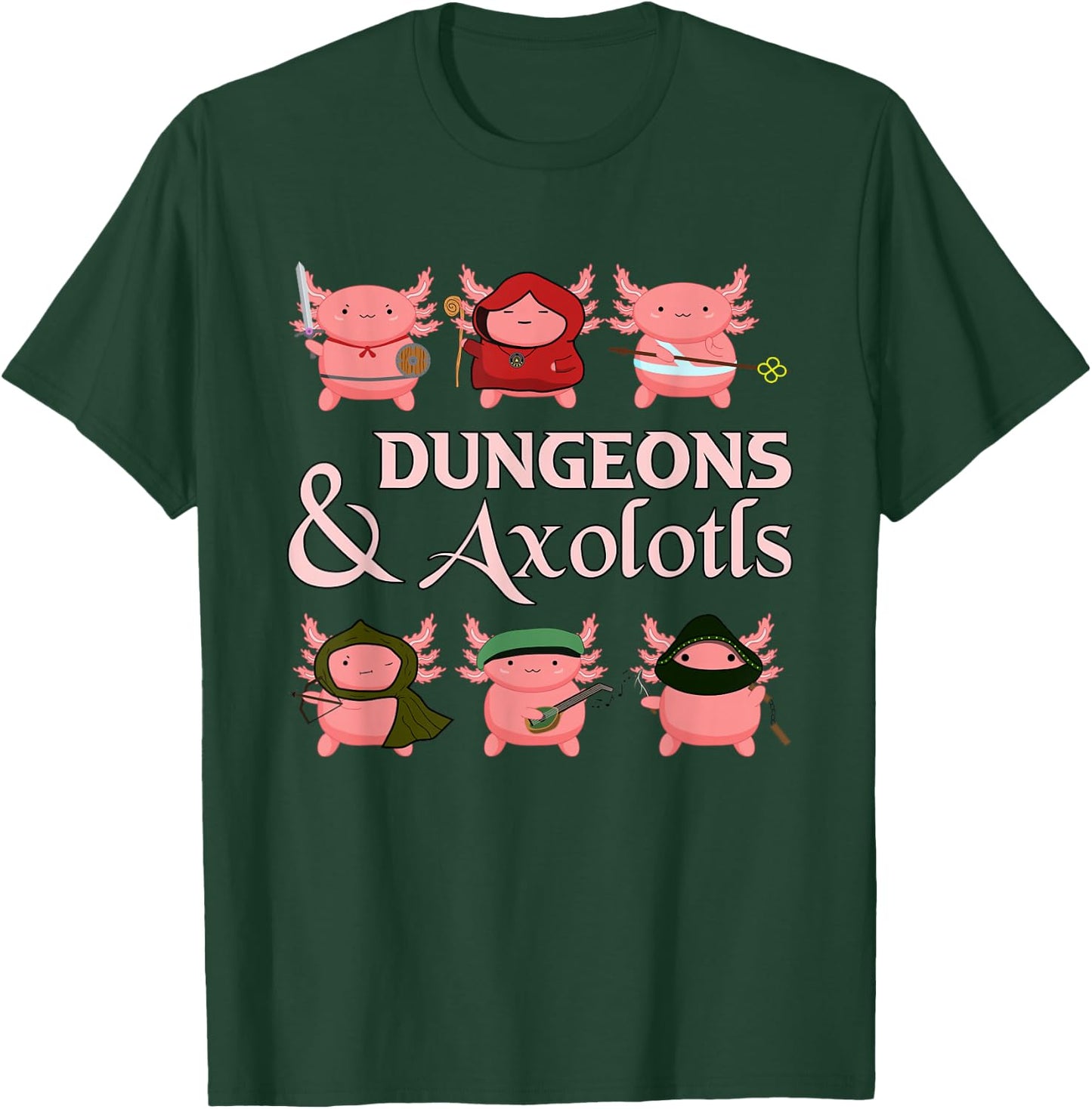 Tabletop Amphibian Adventurer Group Dungeons & Axolotls T-Shirt - T-Shirt | Forest
