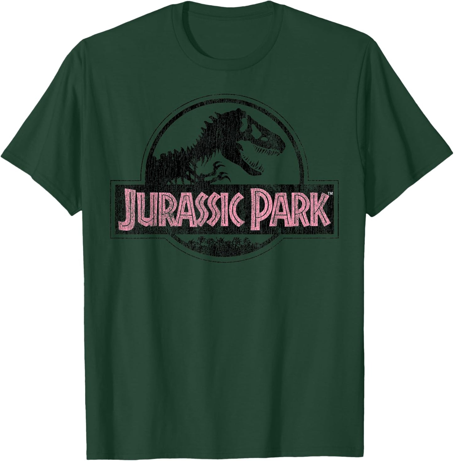 Jurassic Park Distressed Logo Pink Type Small T-Shirt - T-Shirt | Forest
