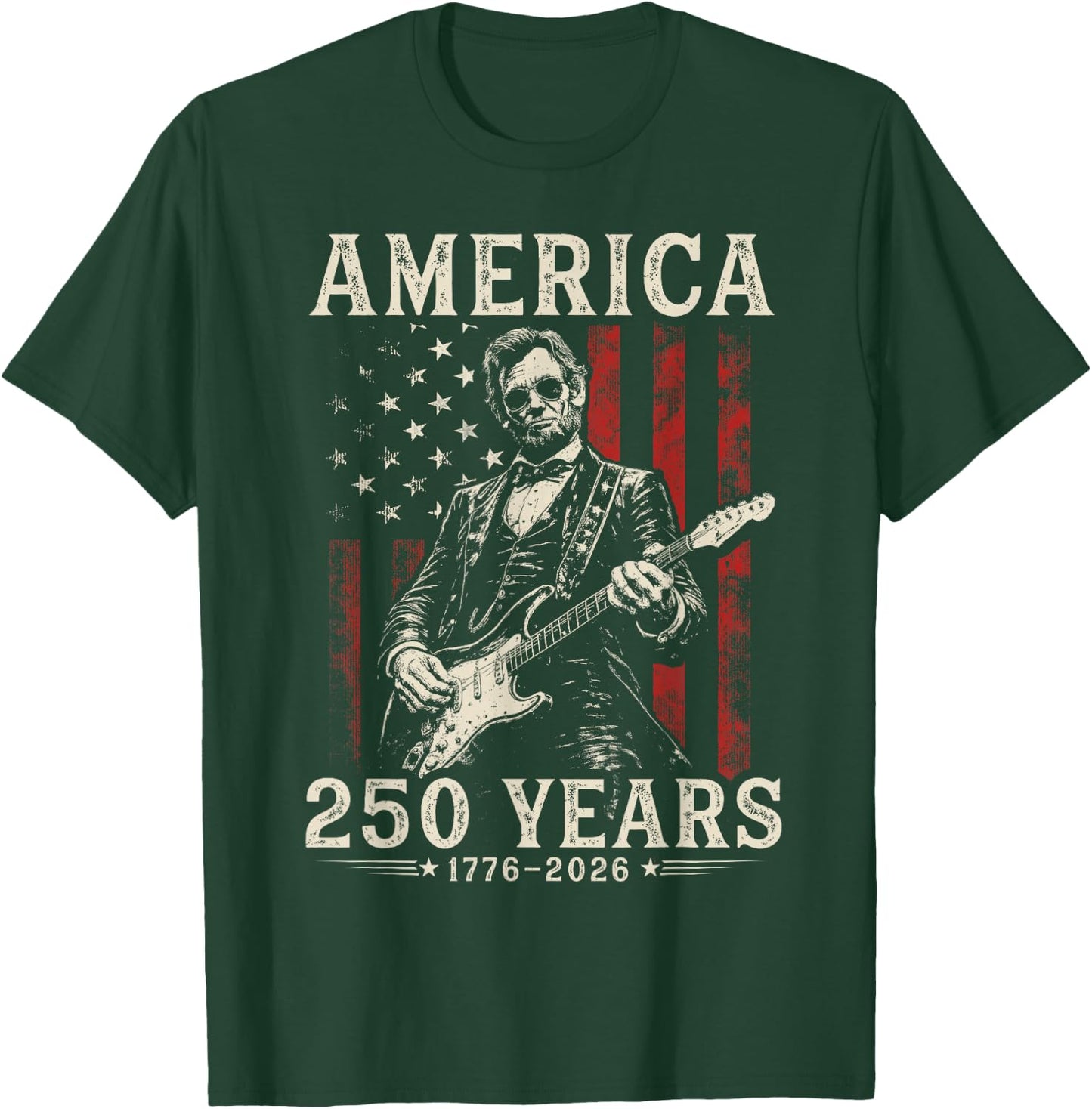 Vintage Abraham Lincoln Abe Lincoln Playing Guitar 250 Years T-Shirt - T-Shirt | Forest