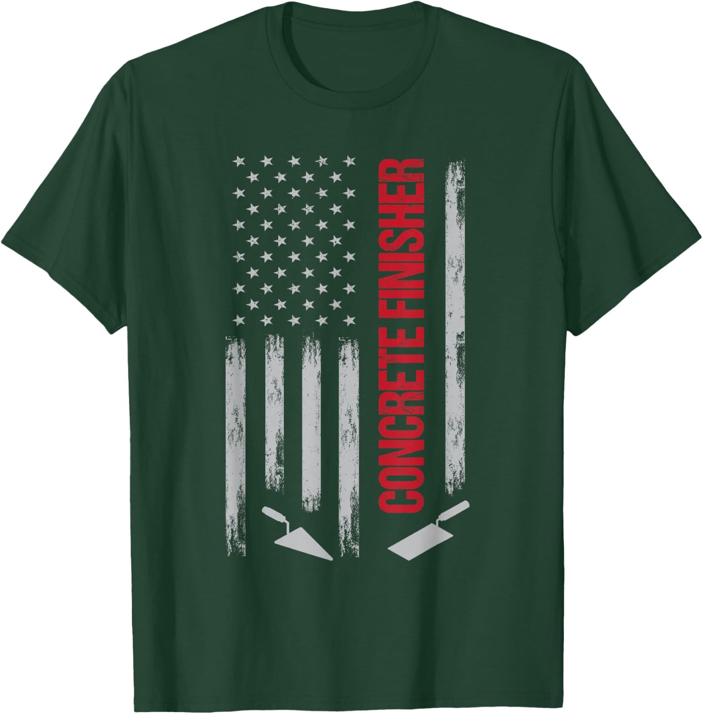 Patriotic Concrete Finisher - American Flag USA Flag T-Shirt - T-Shirt | Forest