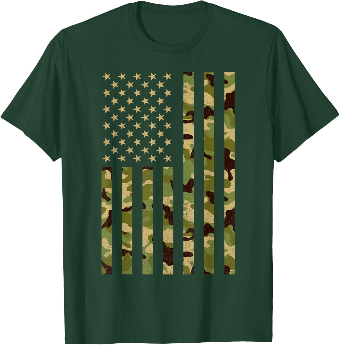 Camouflage American Flag Vintage USA Tactical Camo Military T-Shirt - T-Shirt | Forest