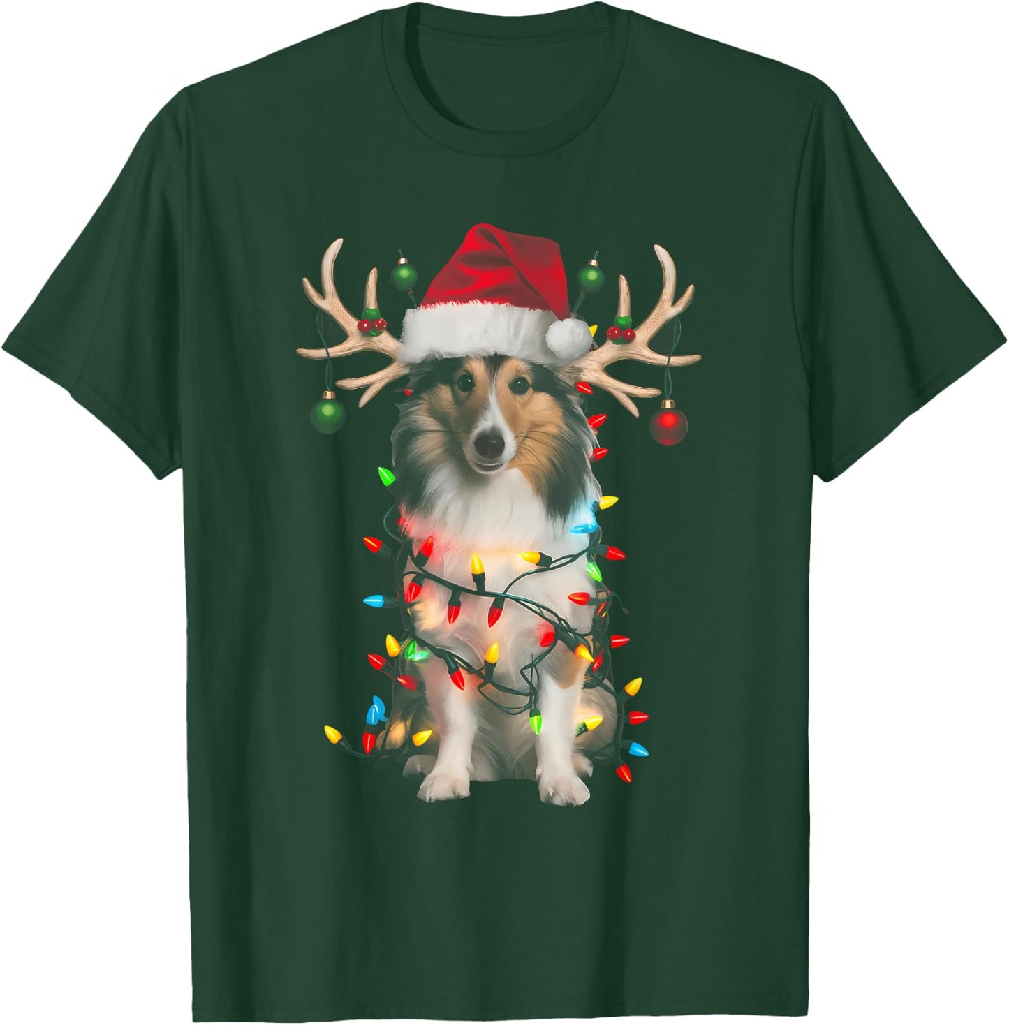 Shetland Sheepdog Christmas Tree Shirt Shetland Sheepdog Men Women Kids T-Shirt - T-Shirt | Forest