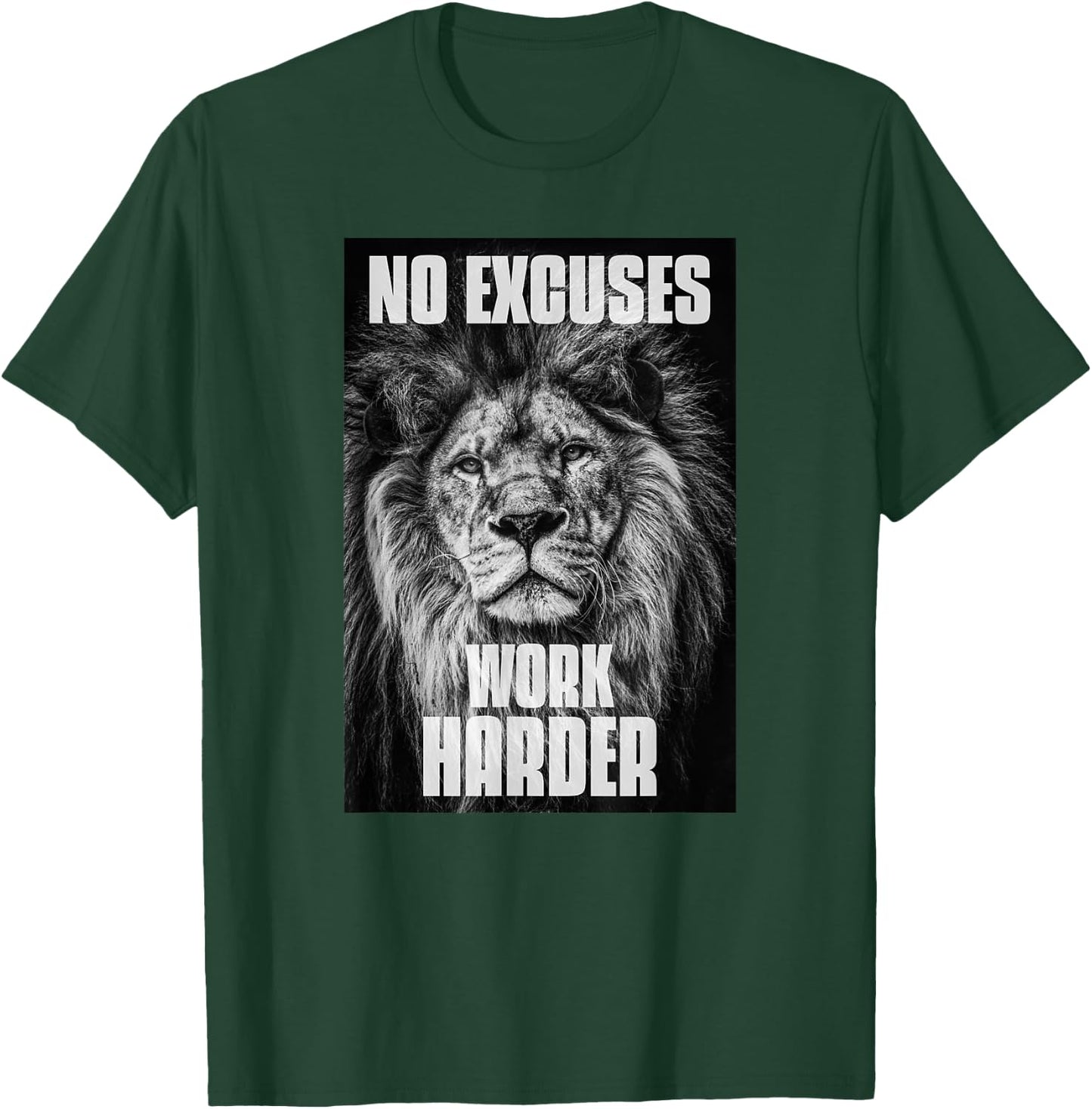 No Excuses Work Harder Bodybuilding Gym Motivational Workout T-Shirt - T-Shirt | Forest