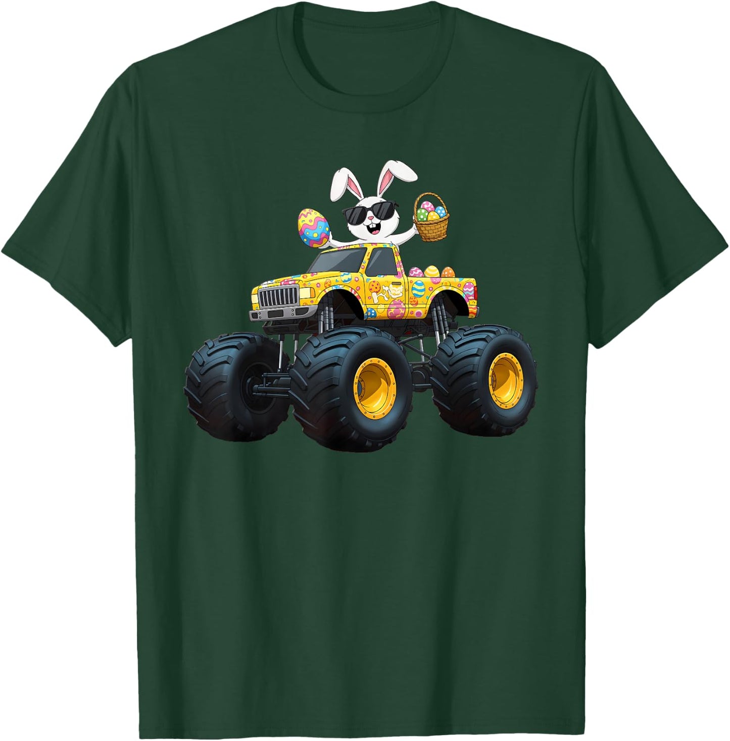 Easter Day Bunny Monster Truck Lovers Eggs Boys Girls T-Shirt - T-Shirt | Forest
