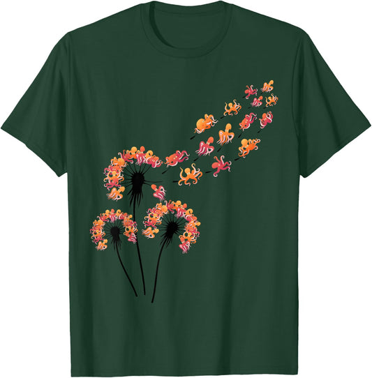 Flower Dandelion Octopus Shirt for Octopus Lover | Octopus T-Shirt - T-Shirt | Forest