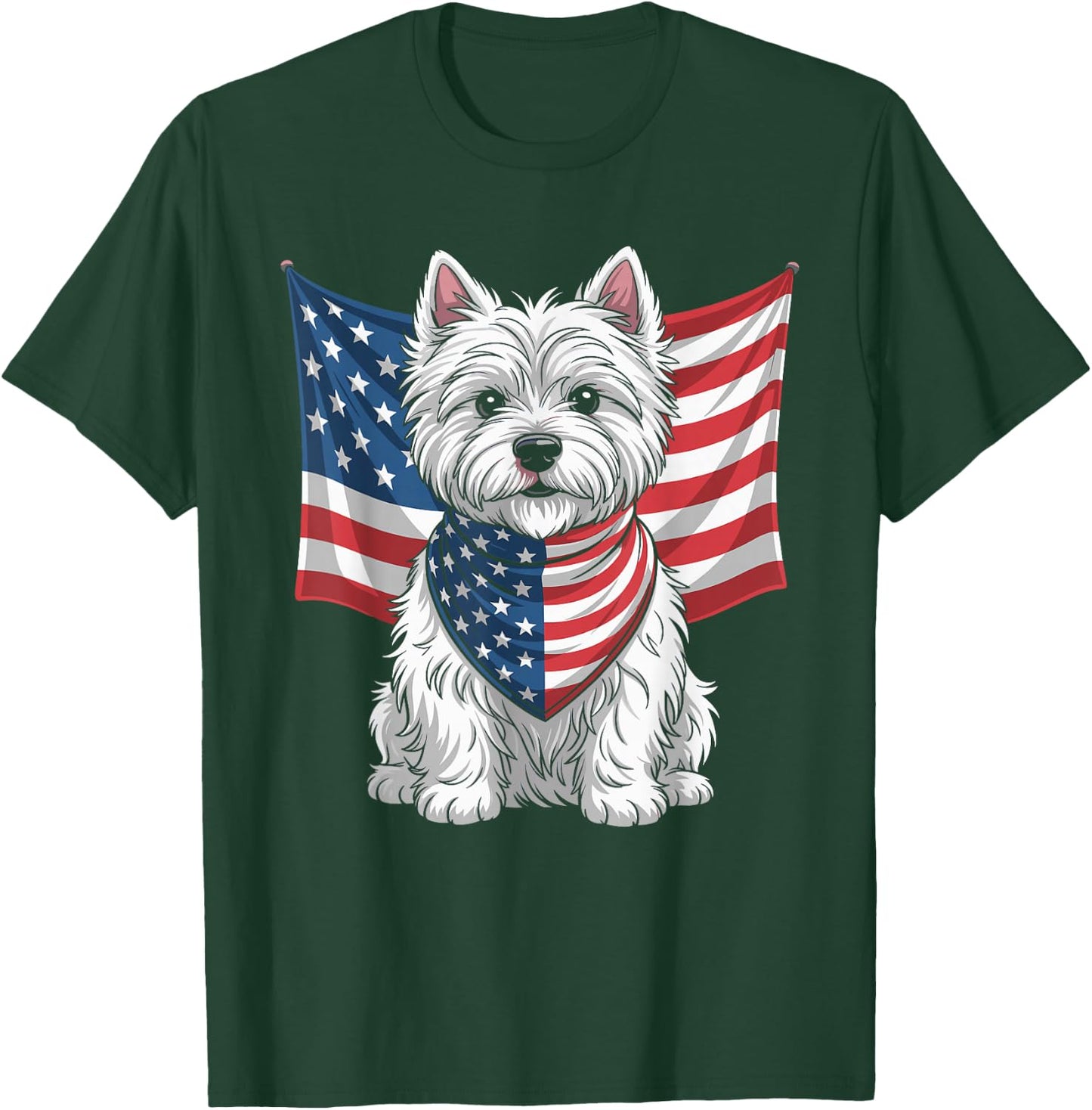 USA American Terrier Dog Pet Animal West Highland Westie T-Shirt - T-Shirt | Forest