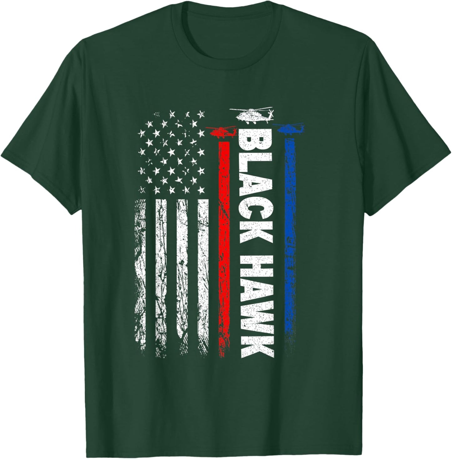 USA Flag Military Helicopter Veteran UH-60 Black Hawk Women Men T-Shirt - T-Shirt | Forest