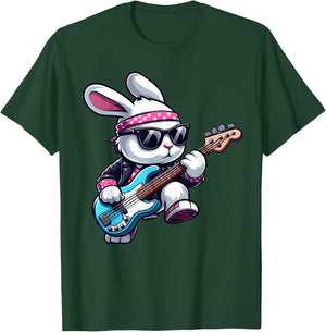 Funny Rock n Roll Bass Guitar Bunny Kids Women Men Easter , black T-Shirt - T-Shirt | Forest