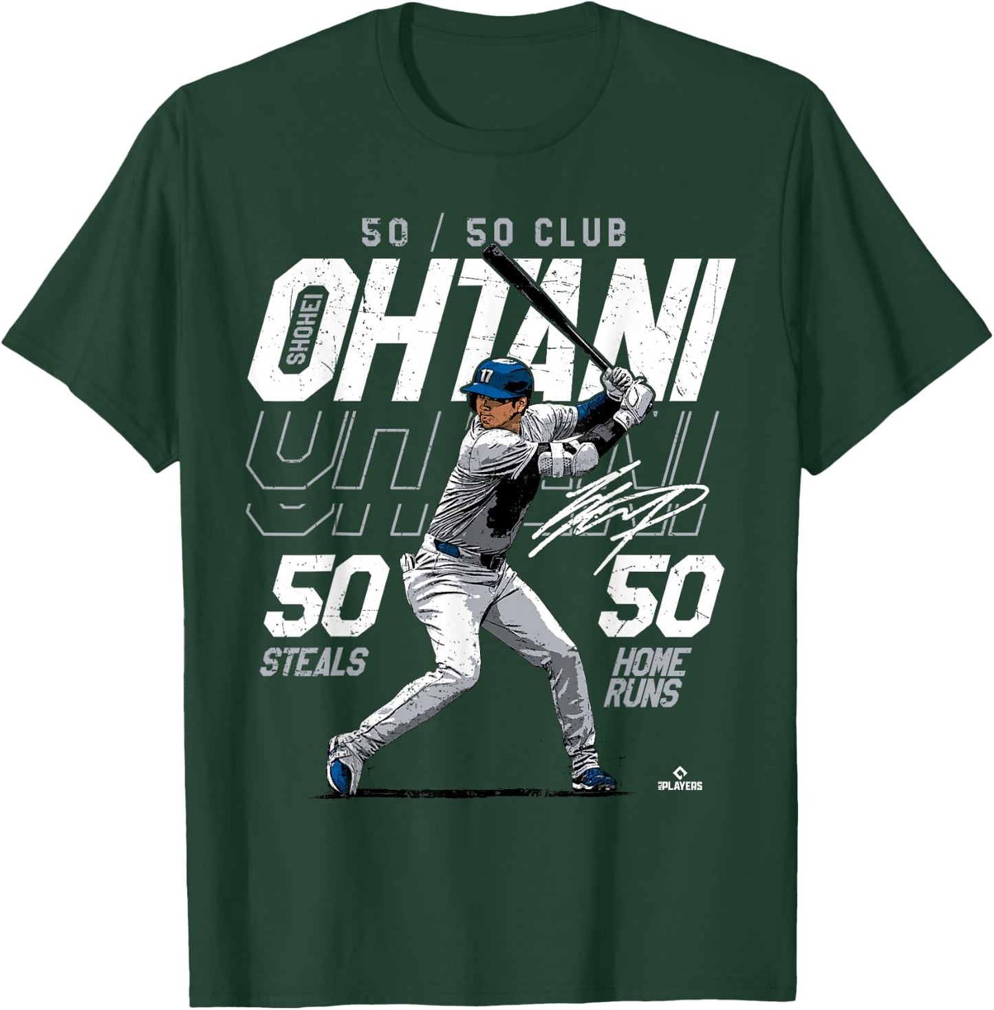 Speed, Power, Ohtani 50-50 Milestone Shohei Ohtani MLBPA T-Shirt - T-Shirt | Forest