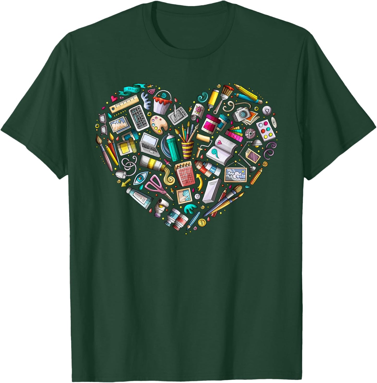 Heart Shape Art Teacher And Painting, Sketching Artist T-Shirt - T-Shirt | Forest