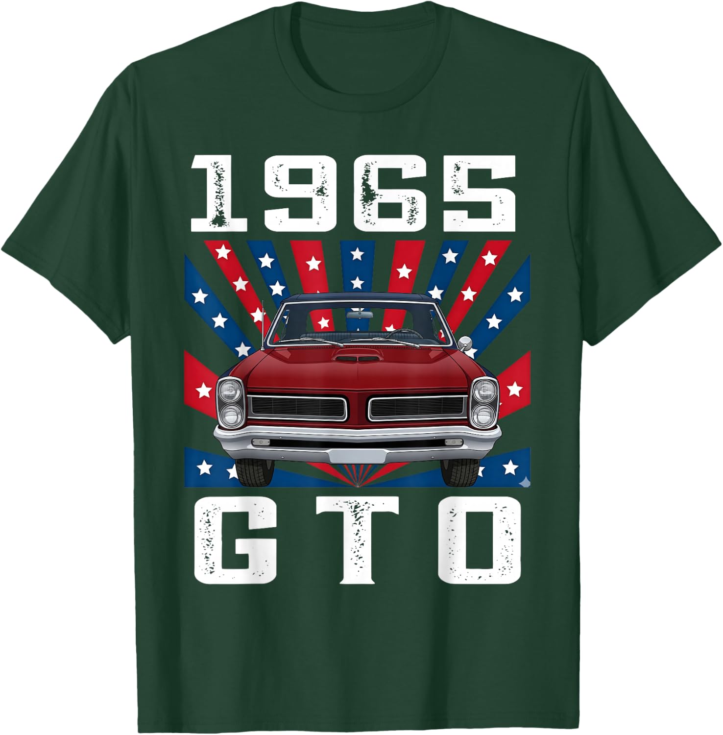65 1965 GTO American Flag Silhouette Muscle Car T-Shirt - T-Shirt | Forest