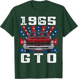 65 1965 GTO American Flag Silhouette Muscle Car T-Shirt - T-Shirt | Forest